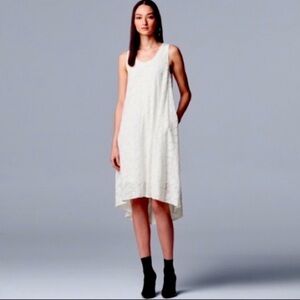 Vera Wang White Lace Swingy Tank Dress